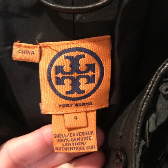 Tory Burch Black Leather Jacket with Ruffle Accents Size 4 - Picture 5 of 6